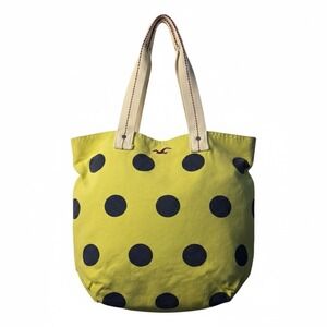 Vintage Hollister Tote Bag Y2K Green Blue Polka Dot Canvas Retro Beach Aesthetic